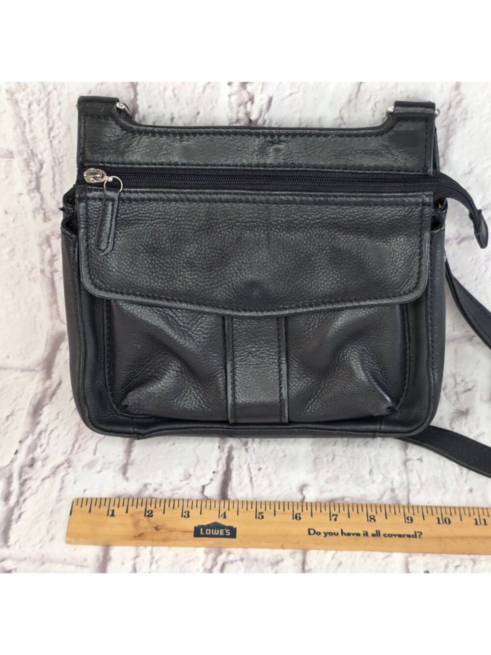 Vintage Fossil Crossbody Purse Womens Side Bag Satchel Black Pebbled Leather - Picture 8 of 12